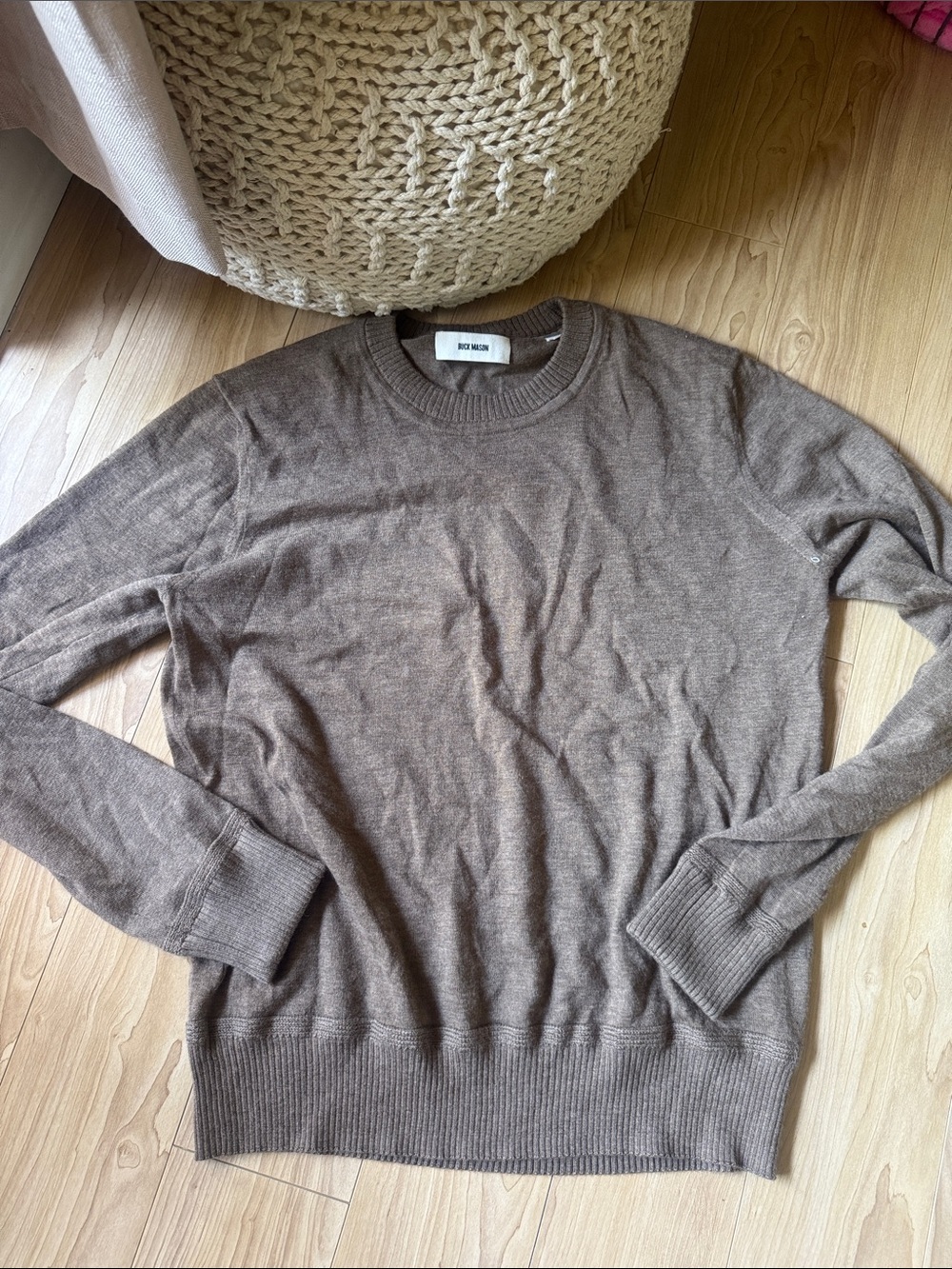 Buck Mason Men's Crewneck Sweater in Brown